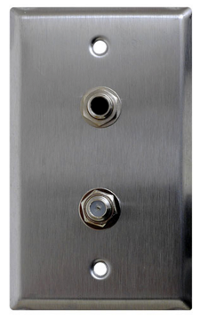 WPA-0005 Curbell Stainless 1/4" + Coax Wall Plate